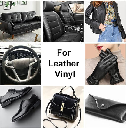 Black Leather Recoloring Balm, Leather Color Restorer Conditioner, Leather Repair Kits for Vinyl Furniture, Sofa, Car Seats, Shoes - Repair Leather Color on Faded & Scratched Leather Couches