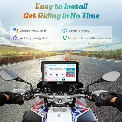 Carpuride W702B Motorcycle Carplay Screen for BMW R1200GS R1250GS S1000XR Motorcycle, 7 inch Waterproof Touchscreen, Portable Carplay/Android Auto GPS Navigation for Motorbike, Dual Bluetooth