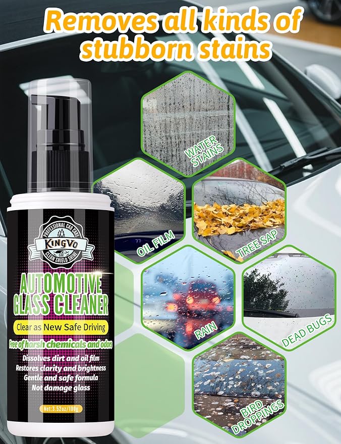 Kingvo Car Leather Conditioner and Car Window Cleaner, Leather Protector Care for Couch Auto Seats,Shower Glass Windshield Washer Fluid Window Tool