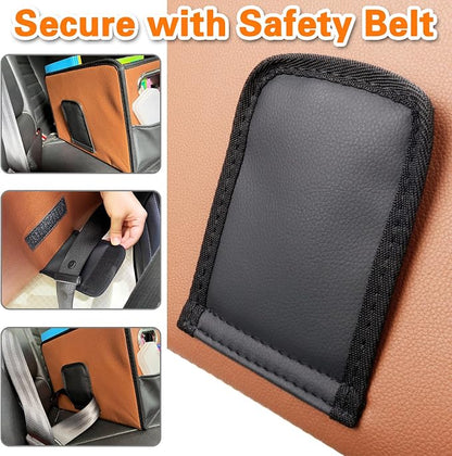 Noaman Car Organizer - 2025 Upgraded Leather Car Storage Organizer for Front Back Seat or Floor with 3 Metal Handles 6 Apartments, Multipurpose Car Organizers and Storage Brown.