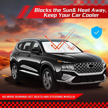 ARISMOTOR Windshield Sun Shade for Hyundai Santa Fe 2019-2025 2026, Custom Fit Foldable Front Window Sunshade Sun Visor Protector, Block UV Rays Keep Your Car Cooler