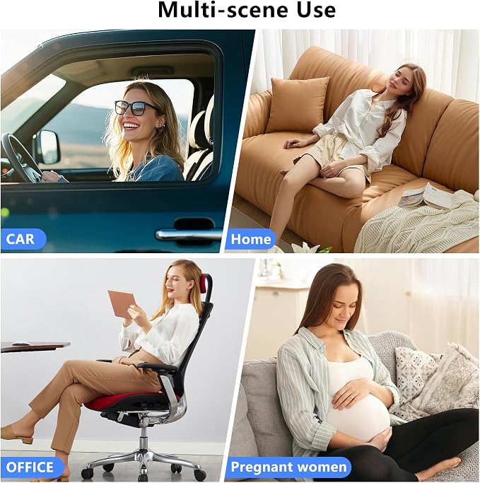 Truck Driver Seat Cushion Memory Foam L-Shaped Ergonomic Cushion for Office Chairs Comfort & Support for Long Sitting Memory Foam U-Shape Tailbone Relief + L-Shape Back Cushion