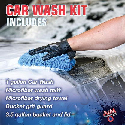 AIM Chemicals Car Wash - High Foam Formula Car Shampoo, Professional Car Wash Shampoo Compatible with Ceramic Coatings - Ideal for Foam Guns - Streak-Free Finish for Detailing - 5 Gal