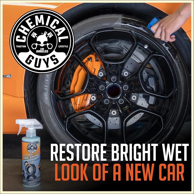 Chemical Guys Tire Kicker Sprayable Extra Glossy Tire Shine Spray, Dry-to-Touch Dressing - Restores Wet Look to Rubber, Vinyl, and Plastic, Safe for Cars, Trucks, Motorcycles, RVs, and More - 16 oz
