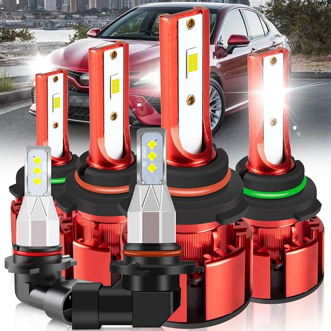 For Toyota Camry 2000 2001 2002 2003 2004 2005 2006 Light Bulbs, 800% Brightness Hi and Lo Beam+Fog Light Bulbs, Superfocused Beam Mode, 6500K White, 36000LM Super Bright, 1:1 Size, 6PCS
