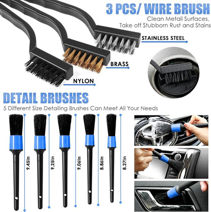 Car Cleaning Kit, Car Interior Detailing Kit with High Power Handheld Vacuum, Detailing Brush Set, Windshield Cleaner, Cleaning Gel, Complete Auto Accessories for Men, Women