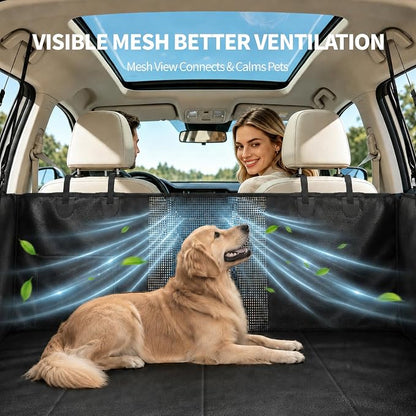 Dog Car Seat Cover for Back Seat, PU Leather Hard Bottom Back Seat Extender, Holds 400lbs, Waterproof Anti-Scratch Dog Hammock, Pet Seat Protector for Car, SUV & Small Truck