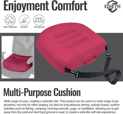 Universal Booster Seat Cushion with Adjustable Height, Breathable Mesh Portable Design with Straps, Improve Vision Improve Sitting Posture Stress Relief Driving Office Family Outdoor - Pink