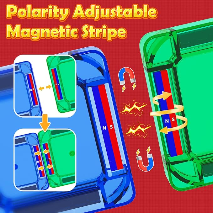 ORZbb Travel Mini Magnetic Tiles with Case Toddler Road Trip Essentials Set, Magnetic Blocks Building Toys for 3+ Year Old Boys Girls Preschool Montessori Sensory Learning Birthday Gifts