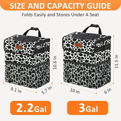 Vankor Car Trash Can for Car Cute,Bag Bin Hanging Waterproof Automotive Garbage Cans Leak Proof Vehicle Trash Can Cow Print