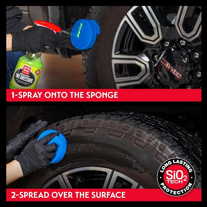 Griot's Garage Ceramic Tire Dressing Coating for Car Detailing, Safe for Rubber, Vinyl, and Plastic Trim on Cars, Trucks, SUVs, Motorcycles, and RVs, 10842, 22oz