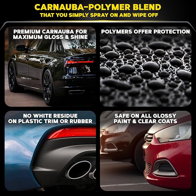 Meguiar's G7716 Gold Class Carnauba Quik Wax, Special Blend for Richness and Shine, Clear Coat Safe Meguiar's Quik Wax, Spray that Leaves Lasting Results without Residue, 16 Oz Containe (Pack of 6)