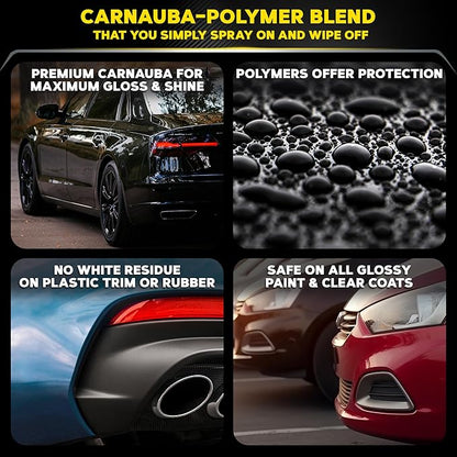 Meguiar's G7716 Gold Class Carnauba Quik Wax, Special Blend for Richness and Shine, Clear Coat Safe Meguiar's Quik Wax, Spray that Leaves Lasting Results without Residue, 16 Oz Containe (Pack of 6)