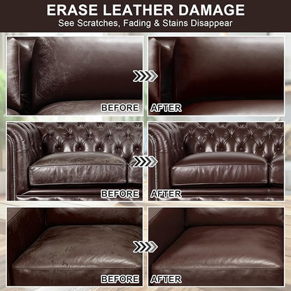 STARTSO WORLD 200Ml Leather Recoloring Balm with 100ML Leather Conditioner, Dark Brown Leather Repair Kit for Furniture, Leather Dye, Leather Scratch Repair, Leather Couch Paint