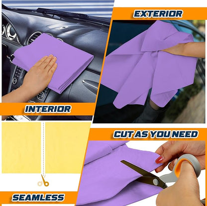 Premium Shammy Towel for Car, Super Absorbent 2 Pack 26""x17"" Car Drying Towel, Reusable Soft Car Wash Cloth, Chamois Cloth for Car, Dust Remove, No Scratch/Spot/Streak, Blue & Purple