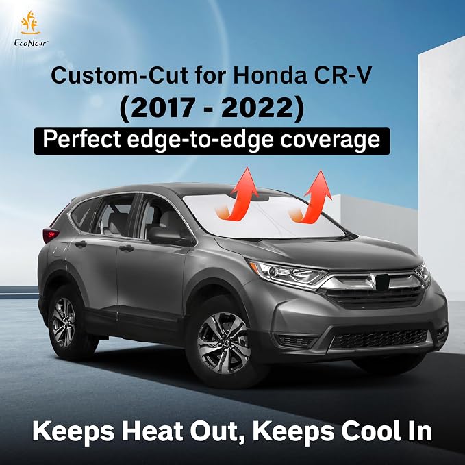 EcoNour Windshield Sunshade Compatible for Honda CRV 2017-2020 2021 2022, Sun Visor for Front Windshield & Window Sun Shade Cover, UV Heat Blocker & Protector, Car Accessories