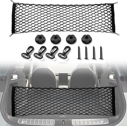 Amiss Truck Bed Cargo Net Stretchable, Adjustable Trunk Storage Net with Hook, Accessories for Pickup Bed Divider Organizer and Storage, Compatible with Chevy Silverado Ford F150 GMC (50"x 18")