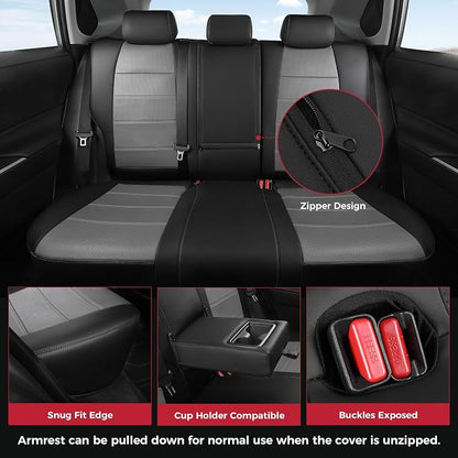 FREESOO RAV4 Seat Covers Full Set Custom Fit for Toyota Rav4(Gasoline) 2019 2020 2021 2022 2023 2024 2025 LE/XLE/XLE Premium/Limited, Faux Leather Car Seat Cover, Airbag Compatible, Black Gray