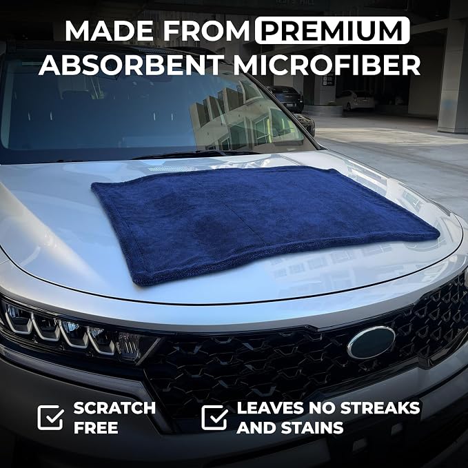 XL Car Drying Towel,1300 GSM Professional Car Towel with Double Twisted Loop, Car Drying Towels Extra Large Super Absorbent, Microfiber Drying Towels for Cars, Trucks - 40"x24", Navy 4-Pack