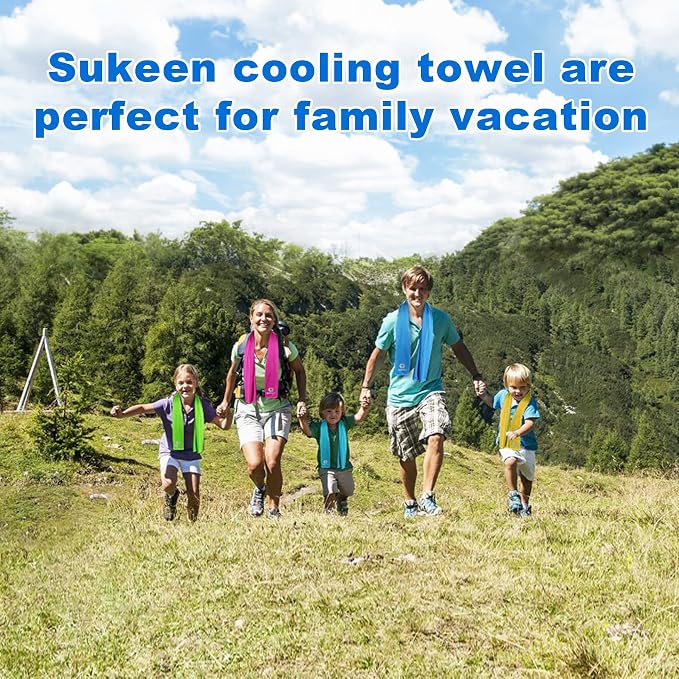 Sukeen Cooling Towels for Neck and Face, 4 Pack Cooling Towels for hot Weather (40"x12"), Cooling Rags for Yoga, Sport, Running, Workout,Gym, Camping, Fitness, Workout & More