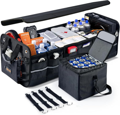 AstroAI Car Trunk Organizer Storage Large for SUV, Truck, Pickup, Collapsible Trunk Organizer Portable Storage Box with Cooler Bag, Foldable Cover, Nylon Handles, PU Bottom and PE Plate