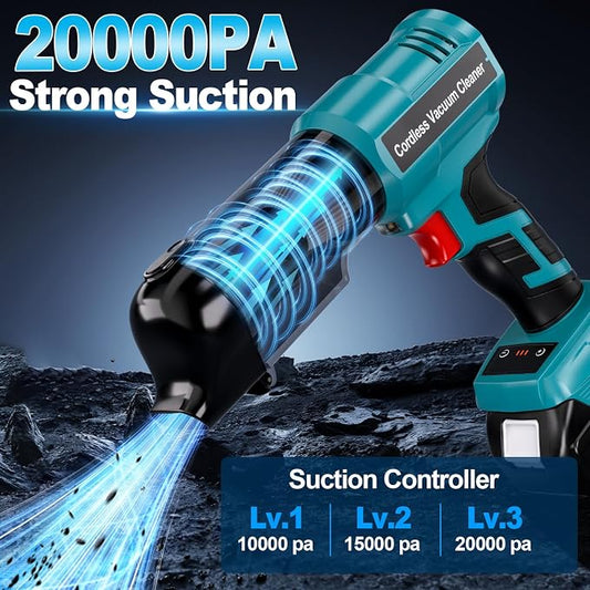 Cordless Handheld Vacuum Cleaner for Makita 18V Battery: 3-Speed Modes Portable Vacuum with 20kPa 105AW Powerful Suction for Car, Pet Hair, Home Cleaning (Tool Only)