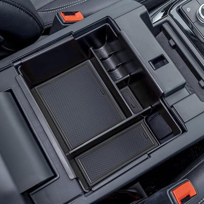 TOPINSTALL Black Center Console Organizer Tray Compatible with 2020-2026 Ford Explorer Accessories, Deep Armrest Storage Box with Coin Holder & Non-Slip Mats, 6th Gen Explorer Accessories