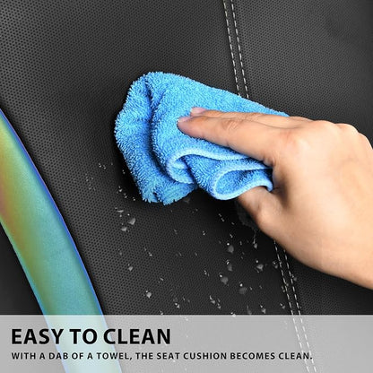 CAR PASS Back Seat Covers, Nappa Leather Rear Seat Bench Cushion Waterproof Breathable Back Row Protector Universal Fit for Car Sedan SUV Pickup Truck, Back Rear Black Chameleon Iridescent Reflective