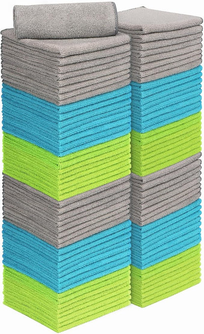 AIDEA Microfiber Cleaning Cloth-100PK, Soft Microfiber Towels for Cars, Absorbent Cleaning Rags, Lint-Free Streak-Free Wash Cloths for House, Kitchen, Window(12in.x12in.)