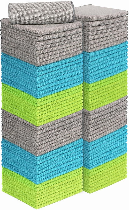 AIDEA Microfiber Cleaning Cloth-100PK, Soft Microfiber Towels for Cars, Absorbent Cleaning Rags, Lint-Free Streak-Free Wash Cloths for House, Kitchen, Window(12in.x12in.)