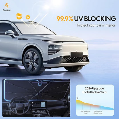 EcoNour Umbrella Foldable Windshield Sun Shade Fit for 2017-2020 2021 2022 Honda CRV Sunshade, Front Car Window Shades Sun Visor, UV Protection, Heat Blocker, Car Accessories