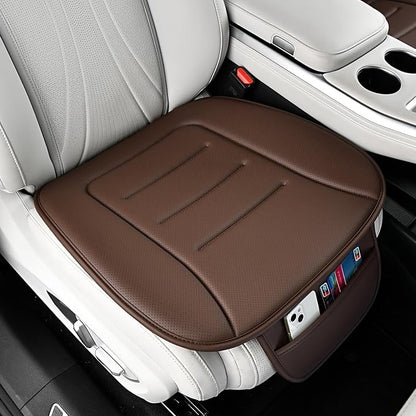 KAYI Car Seat Cushion, Comfort Memory Foam Car Cushions for Driving, Breathable Leather Surface with Anti Slip Rubber Bottom, Seat Cushion for Car and Office Chair (1 Pack, Brown)