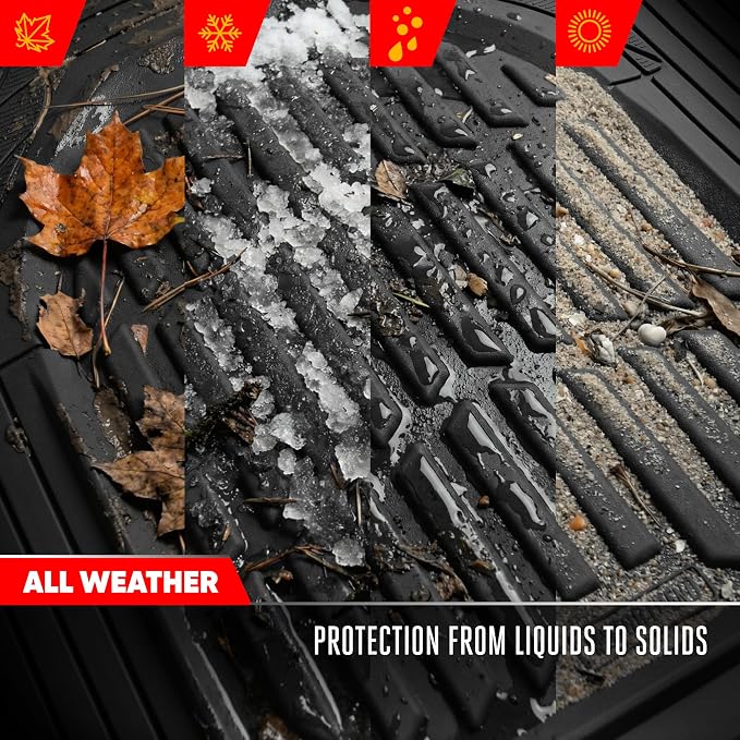 Motor Trend FlexTough LITE Rubber Car Mats Full Set - All Weather Floor Mats for Cars & SUVs - Automotive Waterproof Black Car Floor Mats for Cars Interior Accessories Universal Trim-to-Fit