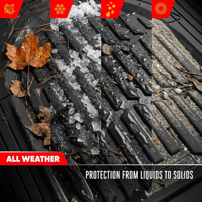Motor Trend FlexTough LITE Rubber Car Mats Full Set - All Weather Floor Mats for Cars & SUVs - Automotive Waterproof Black Car Floor Mats for Cars Interior Accessories Universal Trim-to-Fit