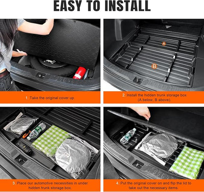 Trunk Organizer for 2019-2025 Toyota RAV4 Accessories, Hidden Storage Box Under Cargo Floor, Rear Trunk Insert Tray, SUV Cargo Storage Organizer (Not for Prime)