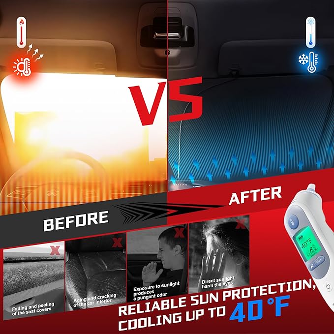 Windshield Sun Shade for 2013-2019 Ford Escape SUV Foldable Sun Sunshade for Car Front Window Blocks UV Rays and Heat Automotive Interior Protector Custom Fit Accessories