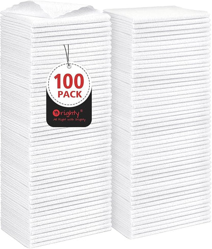 Orighty Microfiber Cleaning Cloth, 100 Pack Microfiber Towels for Cars, Multi-Purpose Shop Towels Cleaning Rags Bulk for Car, Home, Kitchen, 11.5’’ x 11.5’’, White