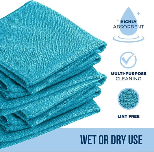 GREEN LIFESTYLE Microfiber Cleaning Cloth 11.5" x 11.5" 50 Pack - Edgeless Microfiber Towels for Cars, Cleaning Rags, Lint Free Car Microfiber Towel, Reusable Cleaning Cloths (Multicolor)
