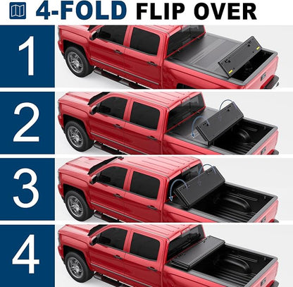 MOSTPLUS Low-Profile Hard Quad FOLD Truck Bed Tonneau Cover Compatible with 2022 2023 2024 Toyota Tundra 5.5FT 2WD/4WD