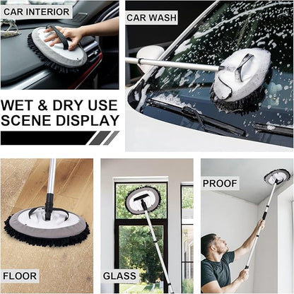 Ordenado 62" Car Wash Brush Kit Mitt Mop Sponge with Long Handle Chenille Microfiber Car Cleaning Brush Kit Supplies Car Washing Mop Kit Car Care Kit of Scratch-Free Replacement Head for Car RV Truck