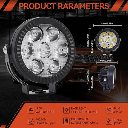 2Pcs 4.5inch 120W LED Light Pods with Amber Covers, 12000LM Yellow Fog Light Pods LED Light Bar Offroad Driving Lights,for Jeep Wrangler Truck Car ATV SUV Motorcycle Cabin Boat (2Pcs 4.5Inch Lights)