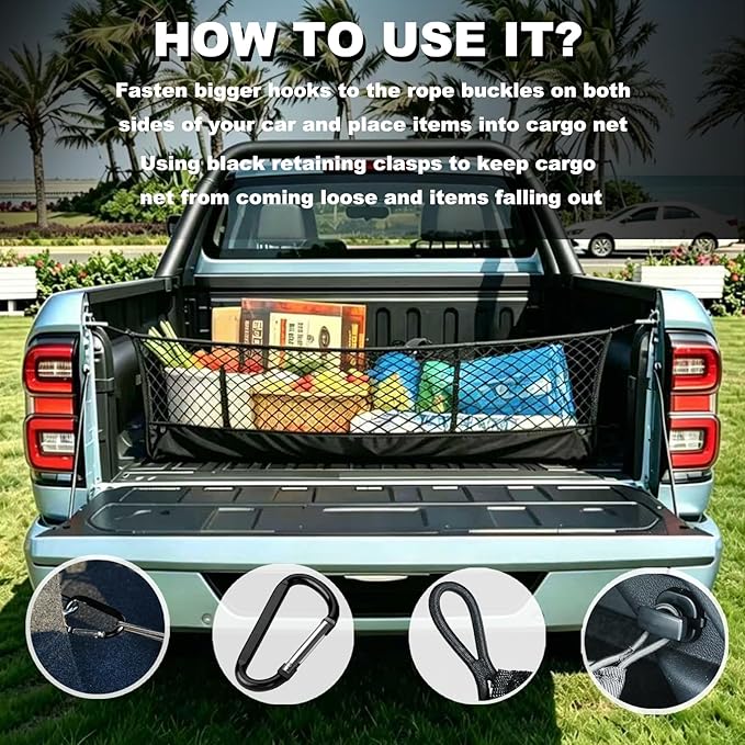 Envelope Style Cargo Net Compatible with Ford Maverick New Upgraded 2026, 2025 2024 2023 2022 Trunk Car Rear Tailgate Touring Netting