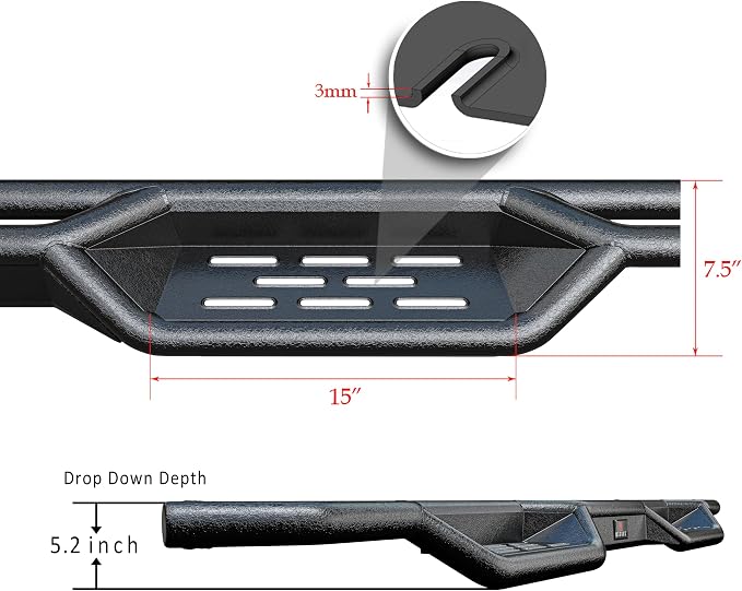 APS Black 6 Inches Tubular Drop Down Style Nerf Bars Running Boards Compatible with Jeep Wrangler JL 2018-2026 4-Door (Include 21-26 4xe) (Factory sidesteps or Rock Rails Have to be Removed)