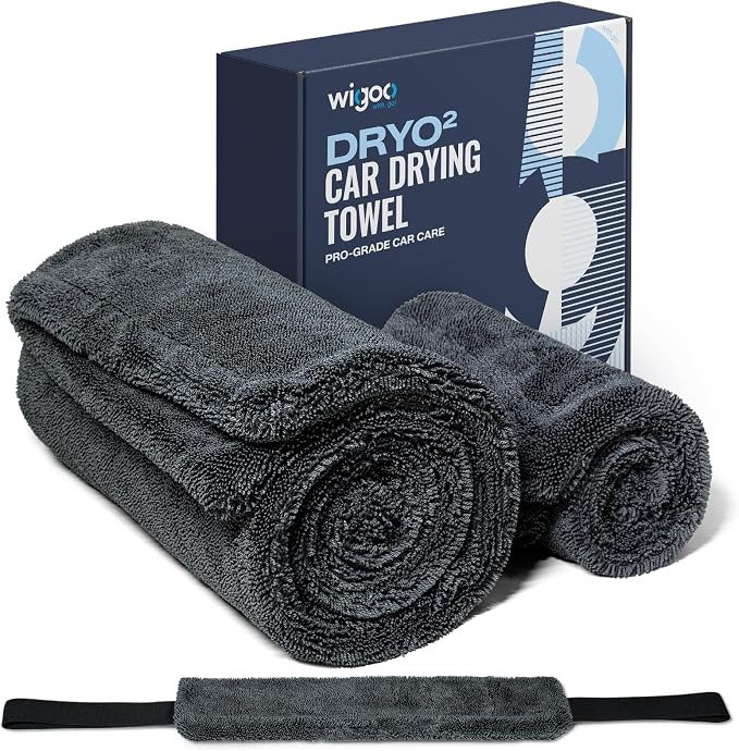 Wigoo Microfiber Car Drying Towels 36" x 24" [1300GSM Ultra-Absorbent, No Streaks & Scratches] Dual-Sided Edgeless Cleaning Towel with Twisted Loop, for Auto Detailing, Car, SUV, Truck (3-Size Set)
