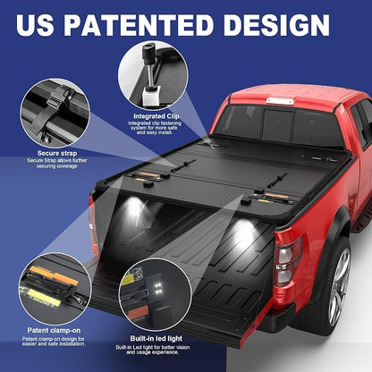 MOSTPLUS Tri-Fold Hard Truck Bed Tonneau Cover On Top Compatible with 2022 2023 2024 2025 2026Ford Maverick Bed 3 Fold Fleetside (4.5 FT Feet Bed-54.4 inch