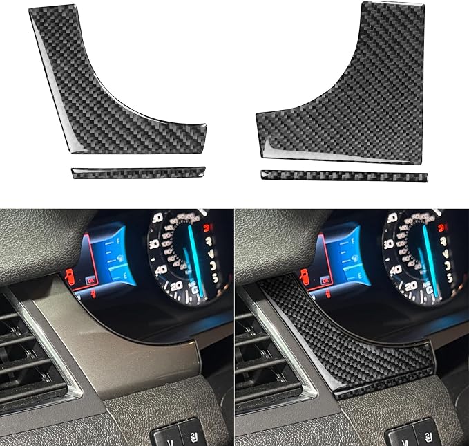 Premium Carbon Fiber Compatible with Ford Edge 2011-2014 2012 2013 SEL/Limited/SE/Sport Accessories Car Speedometer Tachometer Surround Panel Cover Interior Trim Sticker Decal Black 4PCS