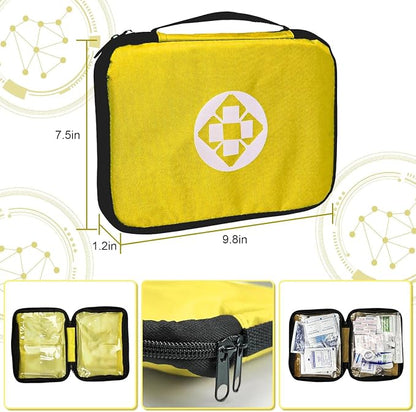 300Piece Small First Aid Kit Refill Supplies for Travel Mini Caming Emergency First Aid Kits Hiking Survival Essential Kit for Outdoor Adventure, Yellow 1st Aid