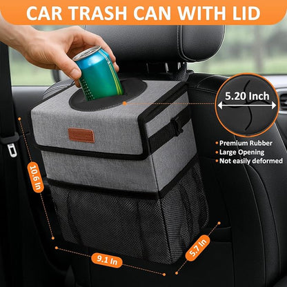Vankor Car Trash Can Trash Bag Bin Hanging Waterproof Automotive Car Garbage Cans Leak Proof Vehicle Trash Can Grey