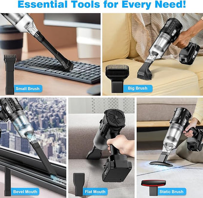 Car Vacuum Cordless, 35000PA Strong Suction Handheld Vacuum with 2 Detachable Batteries, 60Min Runtime Portable Vacuum Cleaner for Car Detailing, Pet Hair, Home Couch & Office, 350ML XL Dust Cup