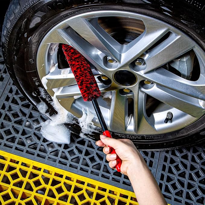 Soft Brsuh Wheel Brushes Set (3 Pack) - 3 Szie Synthetic Soft brsuhie Brush, 1x Car Detail Brush, Wheel Soft brsuhies Cleaning Brush for Car Rim Wheel Washing…